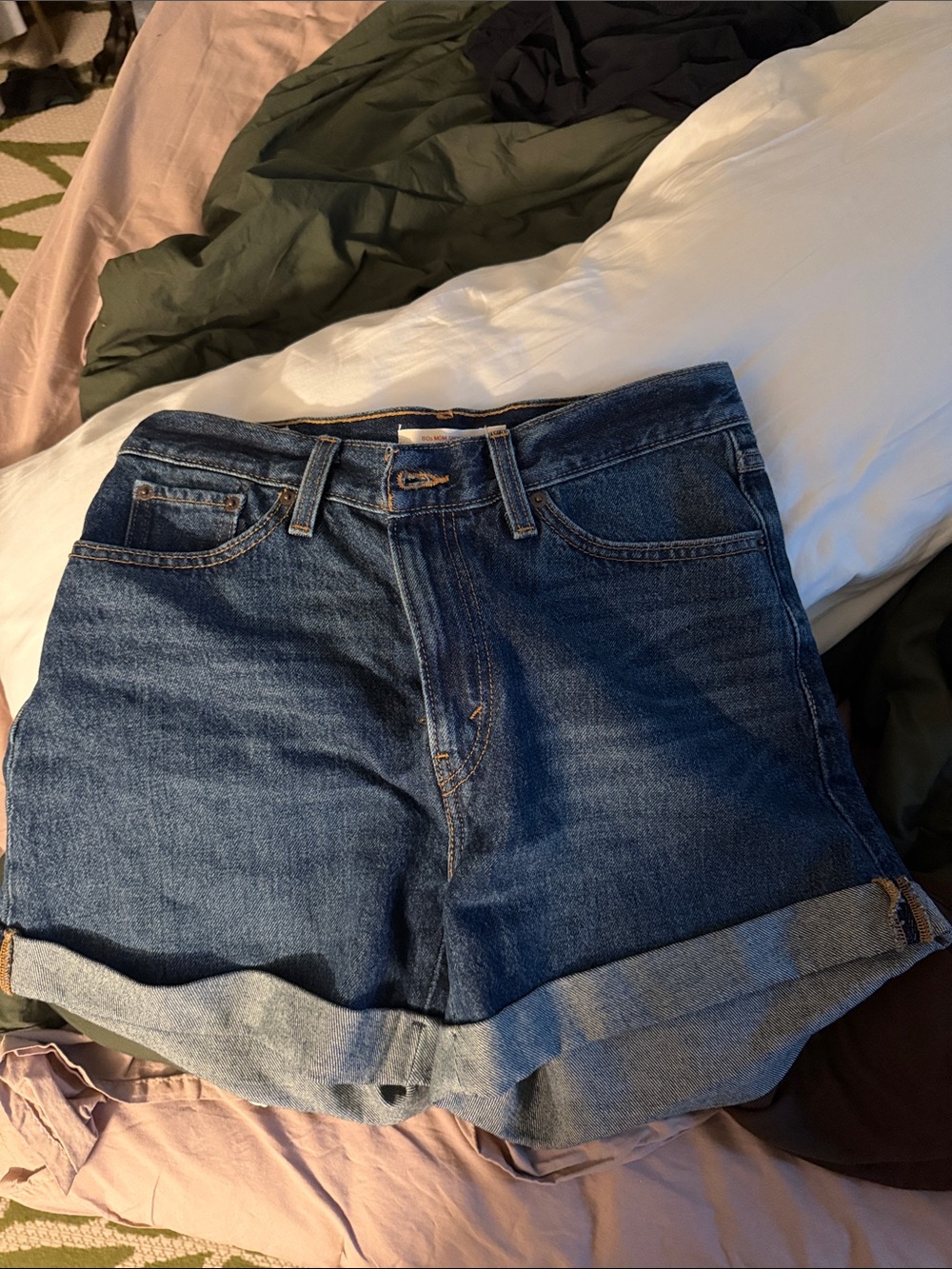 Levi’s 80s Mom Shorts - Women's Mid-Blue Rolled Hem Denim Shorts